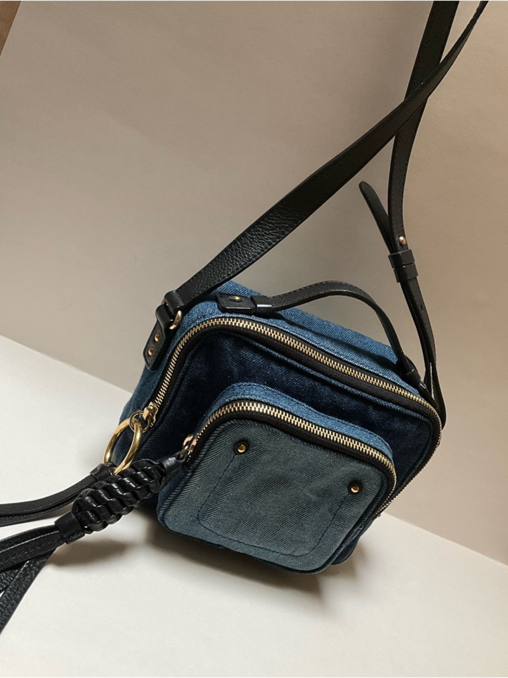 See by Chloé Patti Camera Bag Denim Blue & Black Crossbody Blue Jeans top handle - Picture 2 of 16